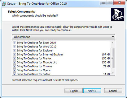 Send to OneNote Components