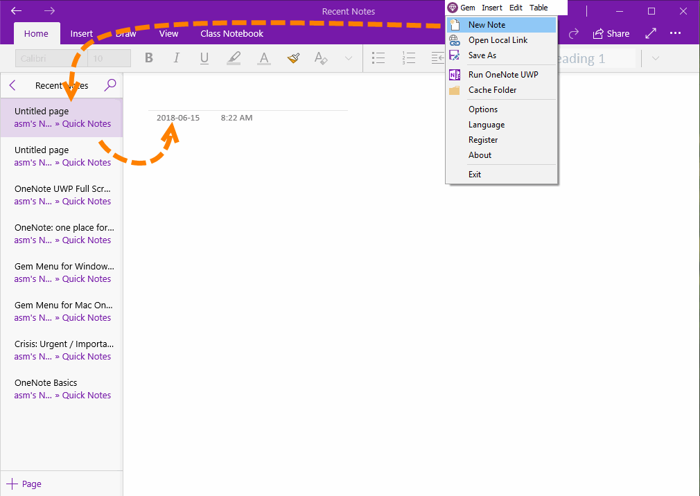 創建帶自定義日期的 OneNote 頁面