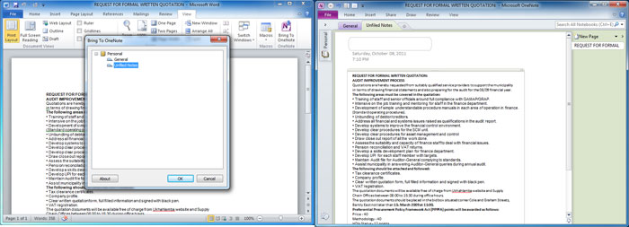 Word send to OneNote