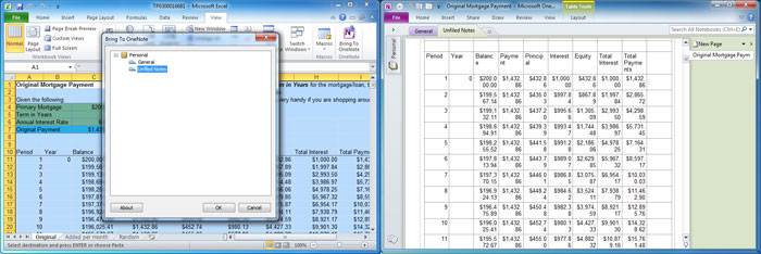 Excel Send to OneNote