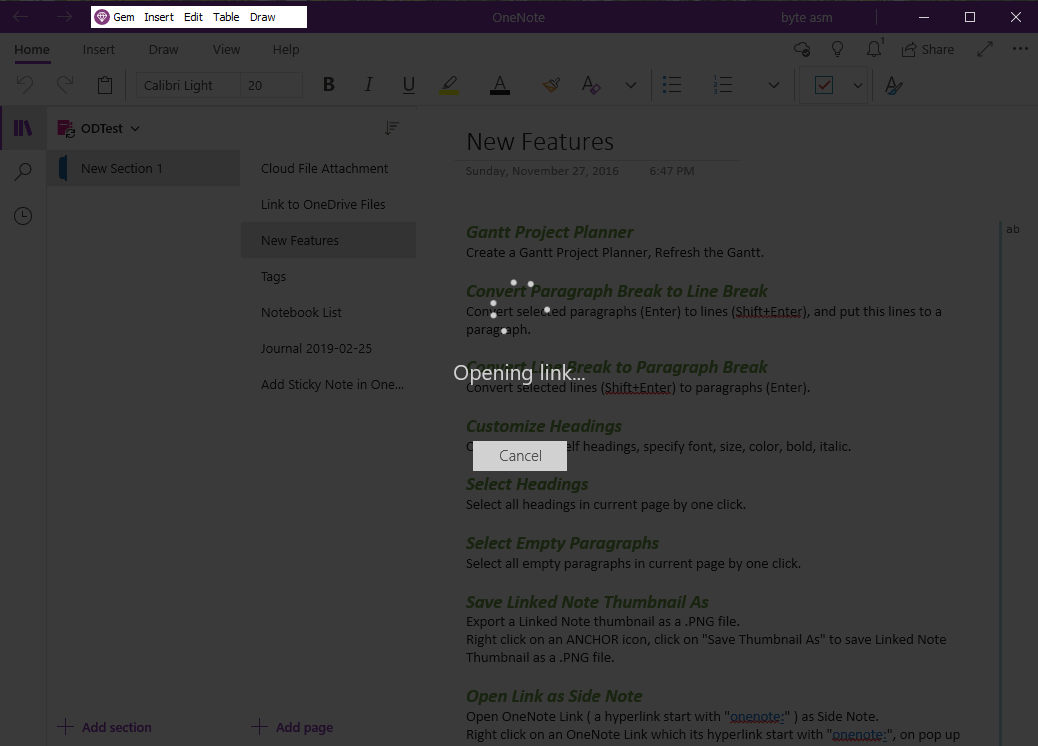 OneNote UWP 打開筆記本