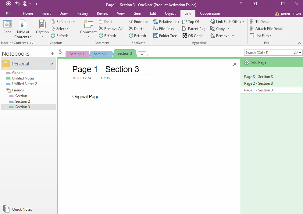 通過筆記珍寶插件創建 OneNote 本頁面的友情頁面。