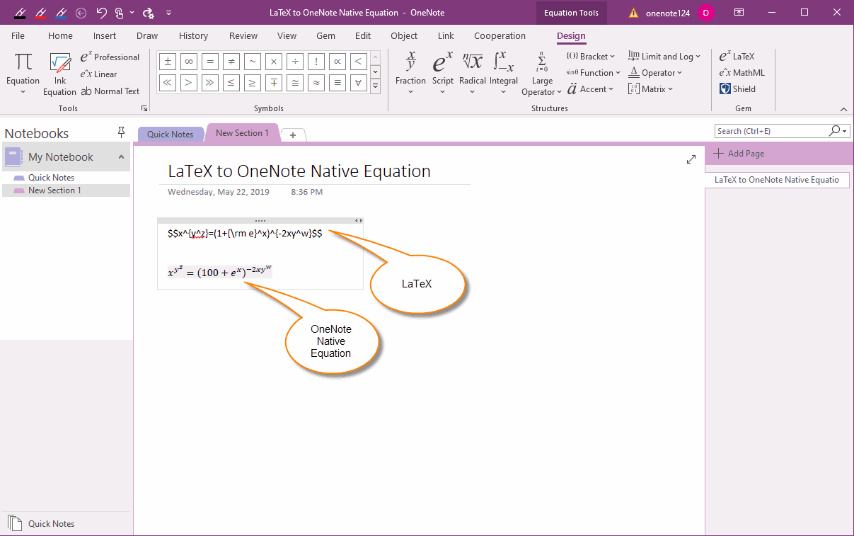 OneNote 的原生公式