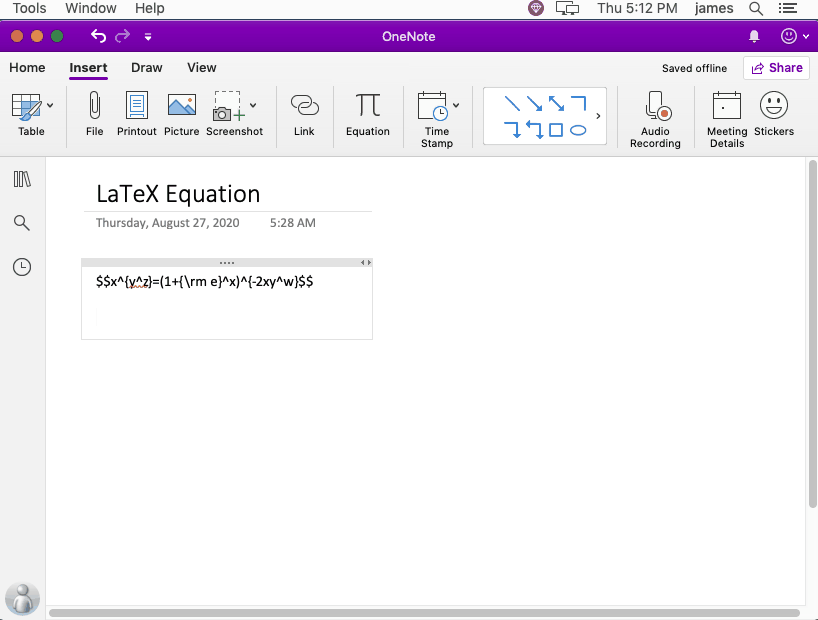 從網頁中復制 LaTeX 表達式,生成圖片公式,放入 Mac OneNote 裏。