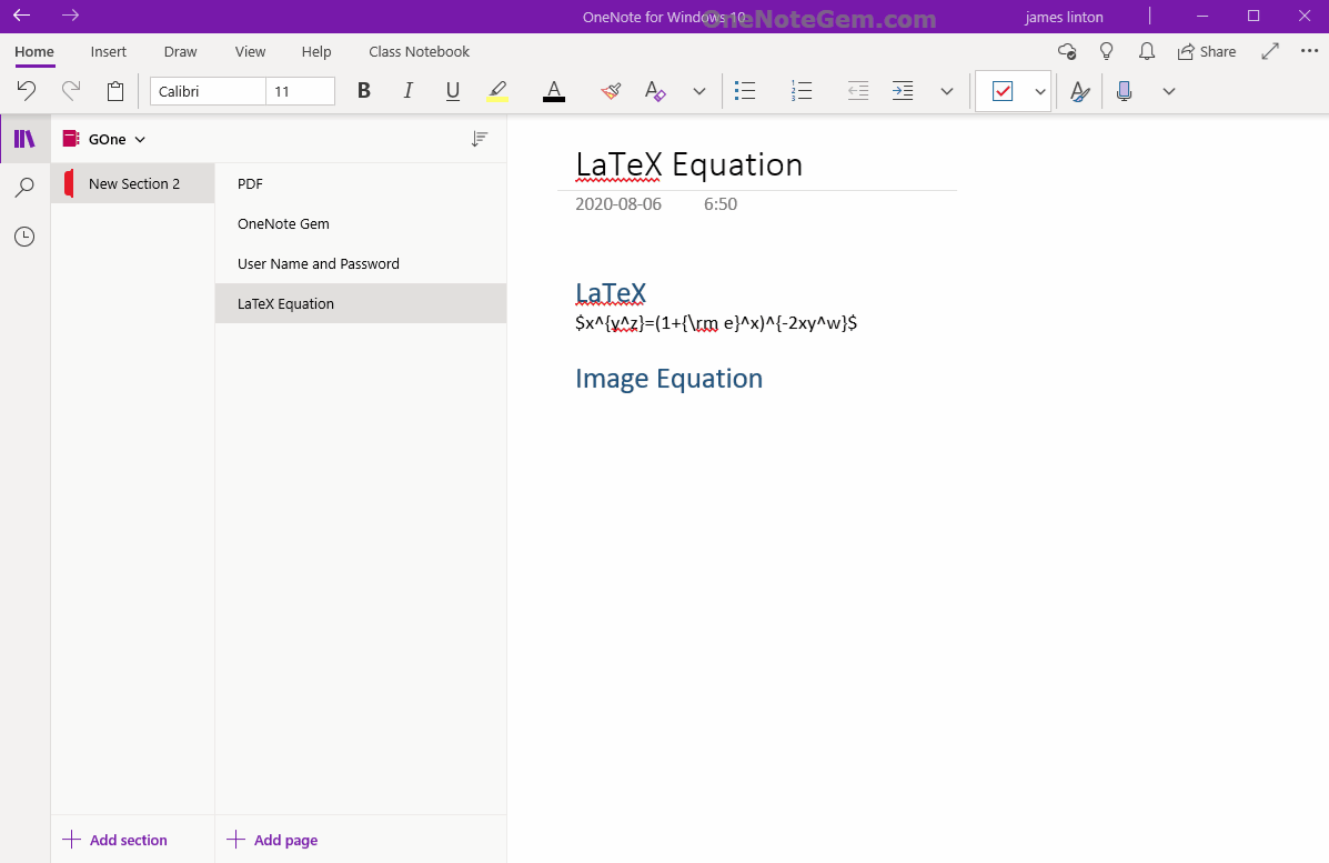從網頁中復制 LaTeX 表達式,生成圖片公式,放入 OneNote 裏。