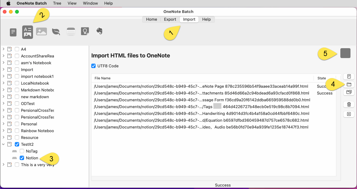 使用 OneNote Batch for Mac 導入 HTML 文件