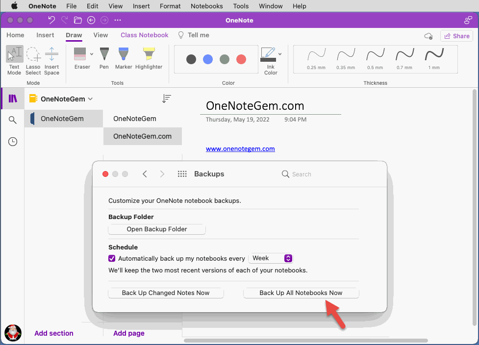 Mac OneNote 的備份功能