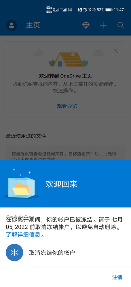 unblock onedrive account