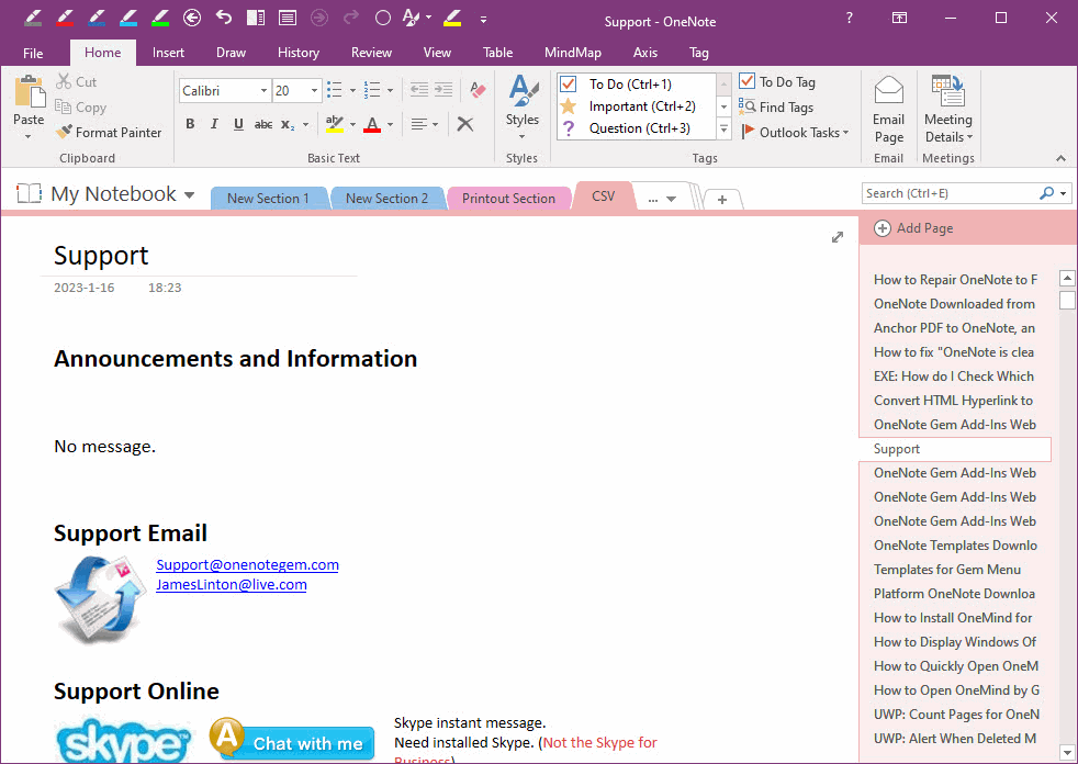 在 OneNote 中查看導入的結果