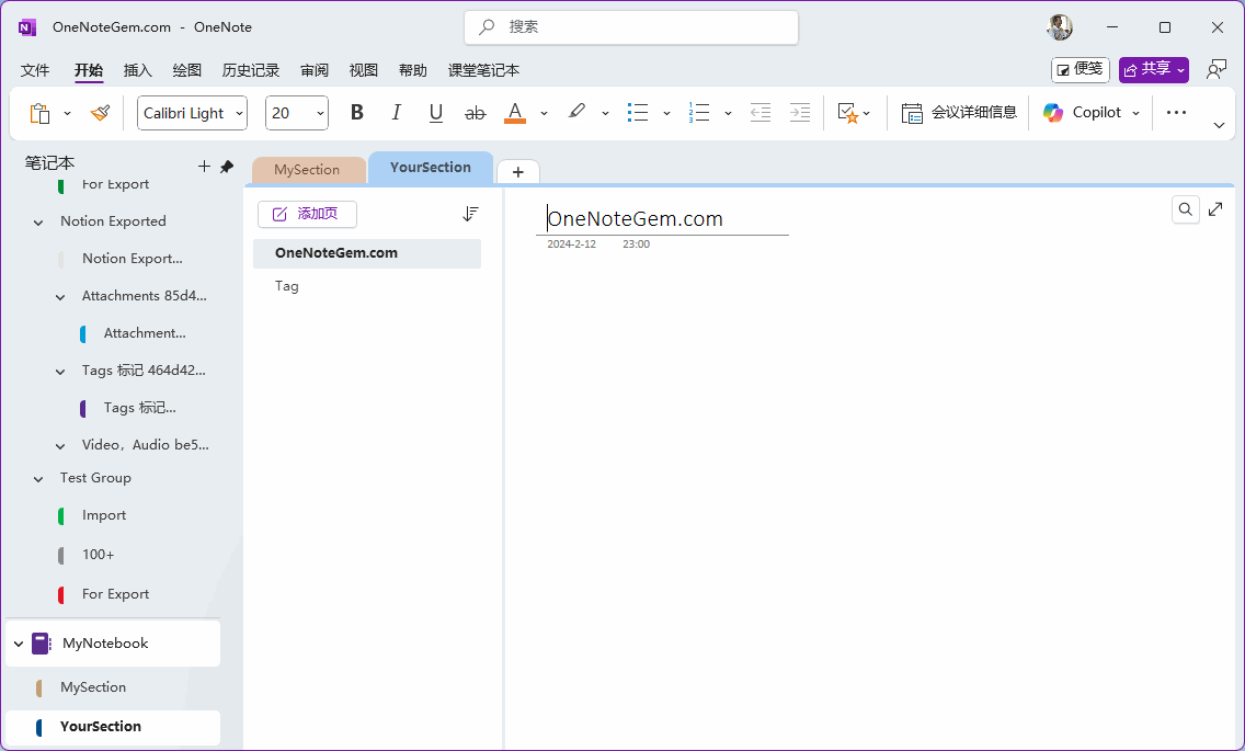 運行打開 Office OneNote 查看導入的結果