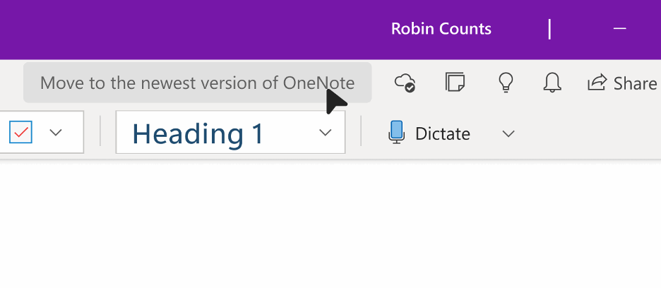 Move to the newest version of OneNote (移動到最新版本的 OneNote)