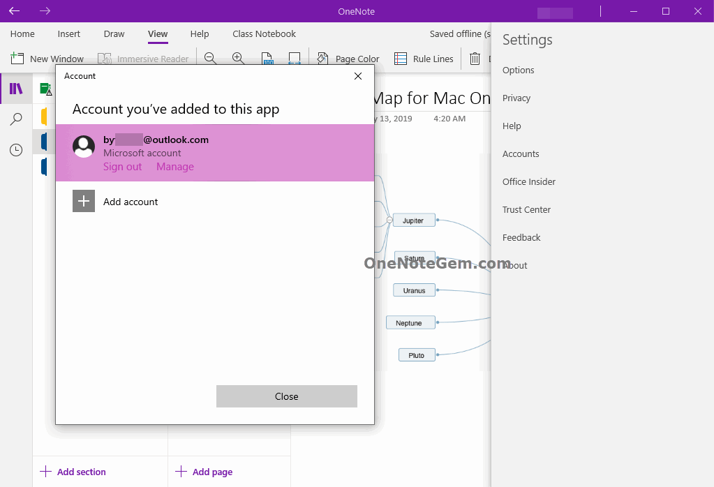 OneNote for Win10 在哪裏修改賬戶的頭像