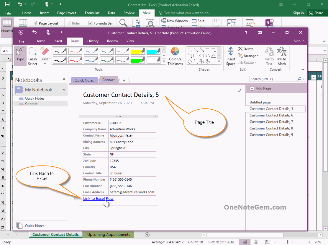 選中多行,發送到 OneNote 成多頁