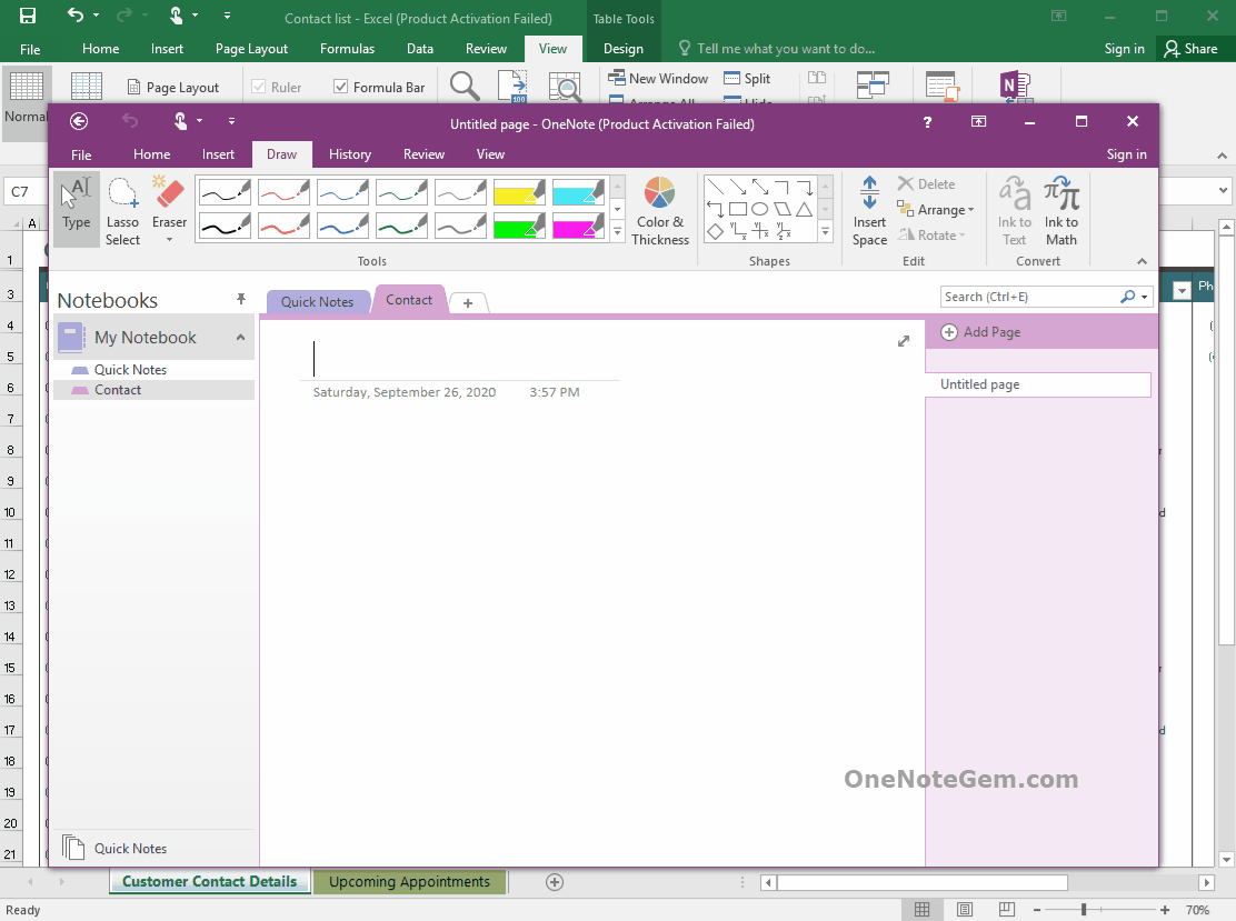 從 Excel 發送選中的多行到OneNote 裏,生成多個對應的 OneNote頁面以便相對應給 Excel 的行做筆記。