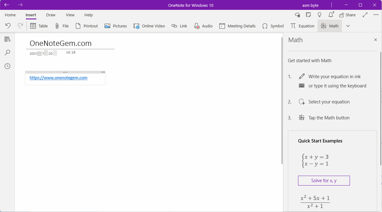 OneNote for Windows 10 的“數學“功能則不區分賬戶,都可以用。