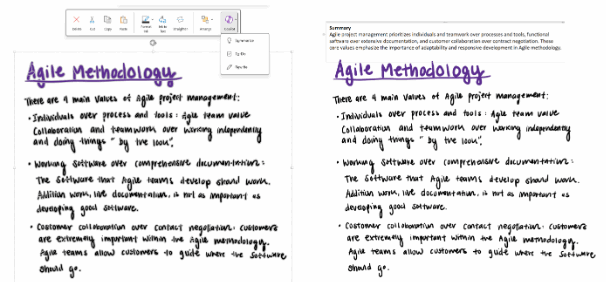 從頁面畫布上訪問 OneNote Copilot