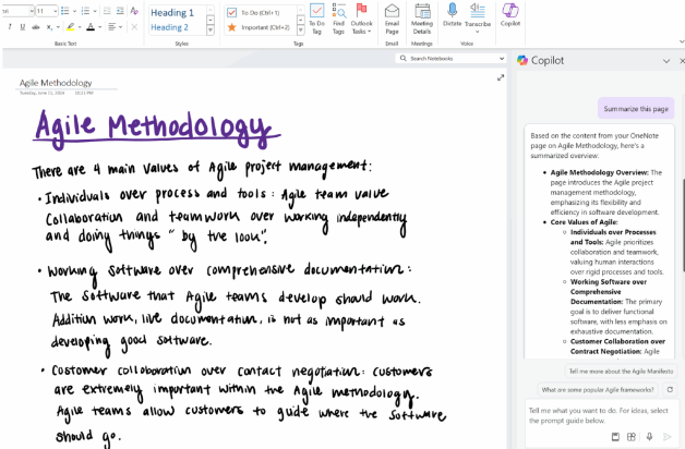 從 OneNote 功能區使用 Copilot 功能