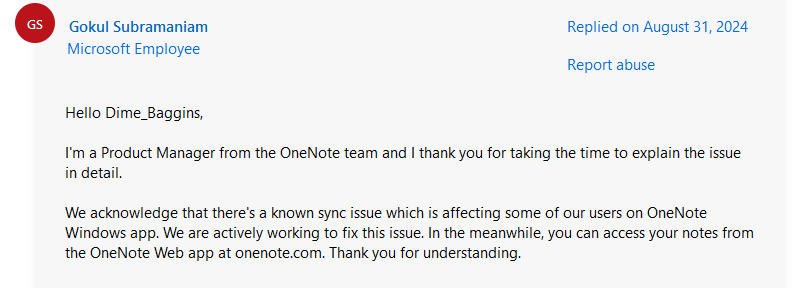 OneNote 產品經理給出的解釋