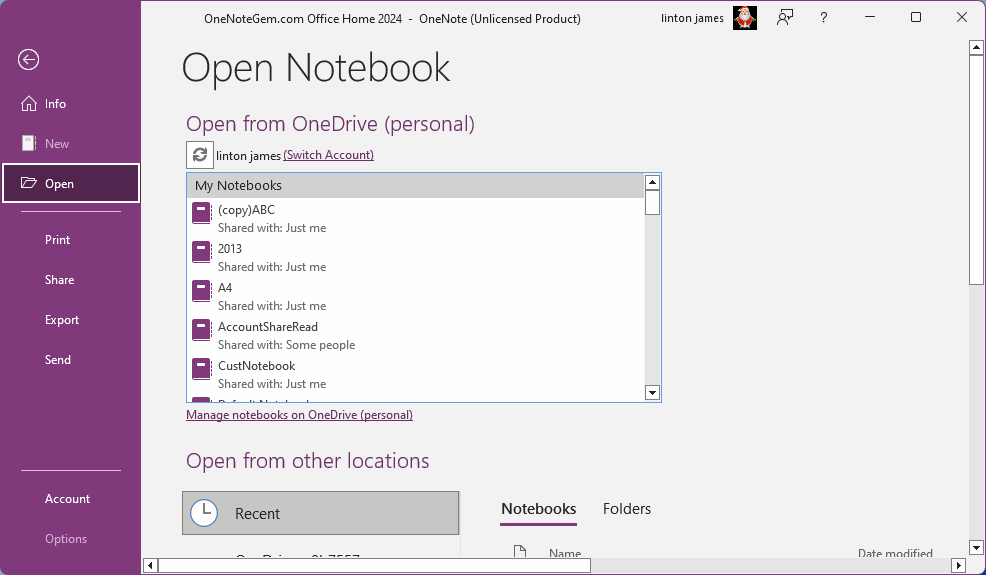 OneNote 2024(Office Home 2024)裏的“新建”(New)和“選項“(Options)是灰色的,不可用的,無法點擊的