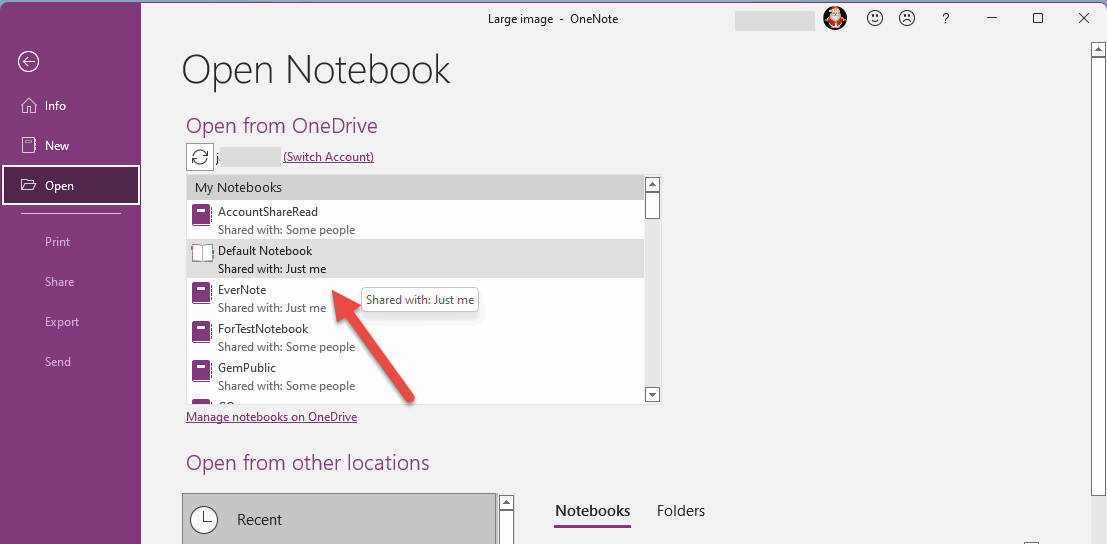 打開 OneDrive.com 的筆記本